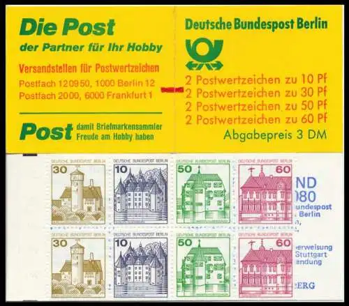 BERLIN MARKENHEFTCHEN Nr MH 12amZ postfrisch S511A6E