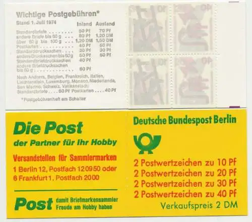 BERLIN MARKENHEFTCHEN Nr MH 09cIIoZ postfrisch 77C21A