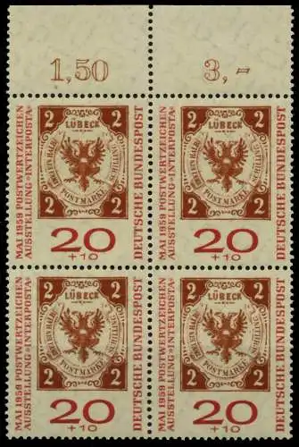 BRD 1959 Nr 311a postfrisch VIERERBLOCK ORA 77A356