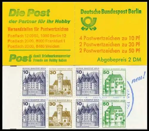 BERLIN MARKENHEFTCHEN Nr MH 11foZ postfrisch S51694A