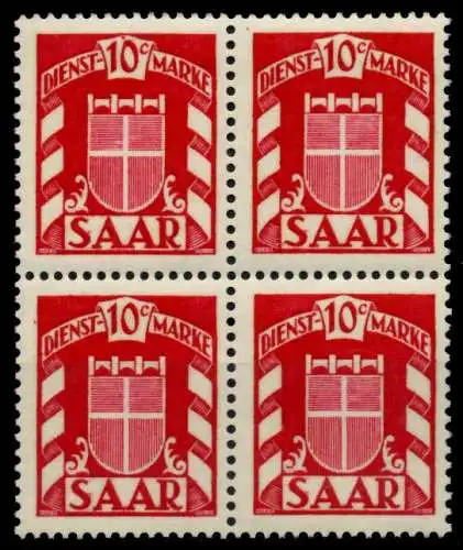 SAAR DIENSTMARKEN Nr 33 postfrisch VIERERBLOCK 7C797A