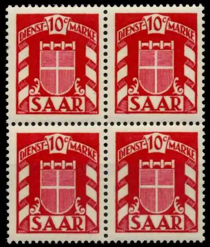 SAAR DIENSTMARKEN Nr 33 postfrisch VIERERBLOCK 7C7972