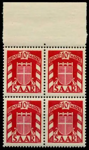 SAAR DIENSTMARKEN Nr 33 postfrisch VIERERBLOCK 7C799A