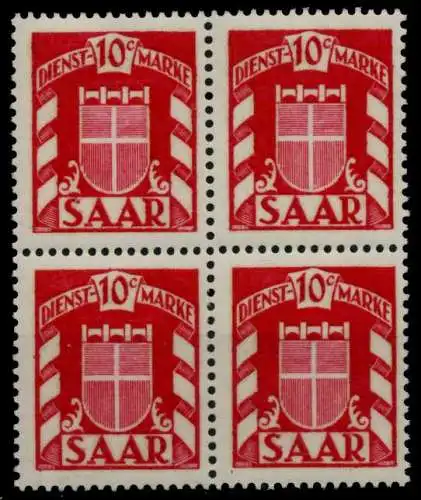 SAAR DIENSTMARKEN Nr 33 postfrisch VIERERBLOCK 7C78BE