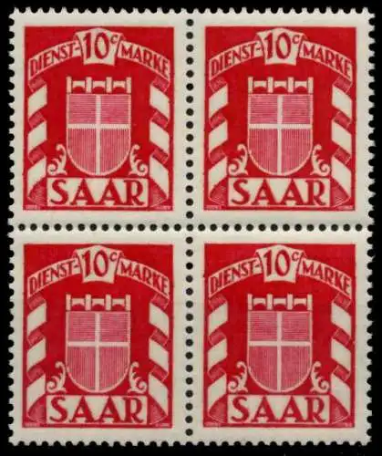 SAAR DIENSTMARKEN Nr 33 postfrisch VIERERBLOCK 7C78EA
