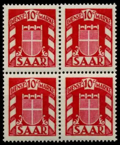 SAAR DIENSTMARKEN Nr 33 postfrisch VIERERBLOCK 7C794E