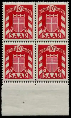 SAAR DIENSTMARKEN Nr 33 postfrisch VIERERBLOCK 7C791E