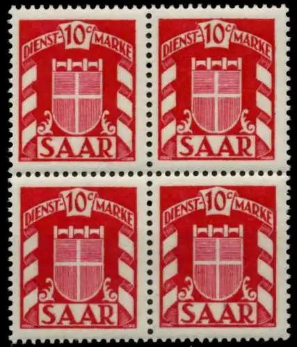 SAAR DIENSTMARKEN Nr 33 postfrisch VIERERBLOCK 7C78E2