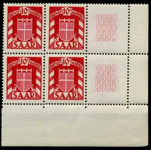 SAAR DIENSTMARKEN Nr 33Lr + 33 postfrisch VIERERBLOCK E 7C795A
