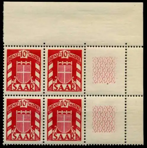 SAAR DIENSTMARKEN Nr 33Lr + 33 postfrisch VIERERBLOCK E 7C796E