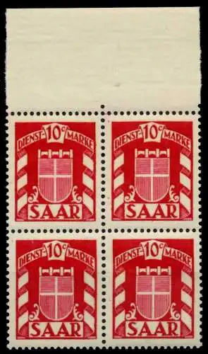 SAAR DIENSTMARKEN Nr 33 postfrisch VIERERBLOCK 7C799E
