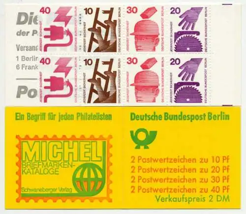 BERLIN MARKENHEFTCHEN Nr MH 09boZ postfrisch S511C16