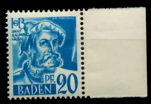 FZ BADEN 1. AUSGABE SPEZIALISIERT Nr 7yvI postfrisch SR 7B7E7E