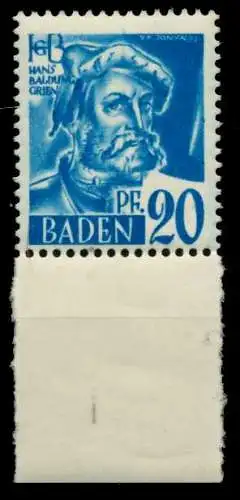 FZ BADEN 1. AUSGABE SPEZIALISIERT Nr 7yvI postfrisch UR 7B7E72
