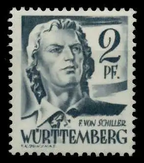 FZ WÜRTTEMBERG 1. AUSGABE SPEZIALISIERT Nr 2 postfrisch 7B3E4A