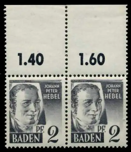 FZ BADEN 1. AUSGABE SPEZIALISIERT Nr 1yvI+1yvII 7B7A1A