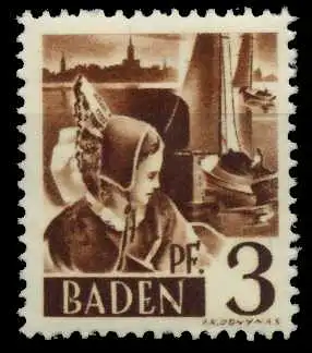 FZ BADEN 1. AUSGABE SPEZIALISIERT Nr 2yvIII postfrisch 7B7B4A