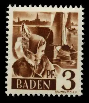 FZ BADEN 1. AUSGABE SPEZIALISIERT Nr 2yvII postfrisch 7B7B5A