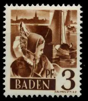 FZ BADEN 1. AUSGABE SPEZIALISIERT Nr 2yvII postfrisch 7B7B56