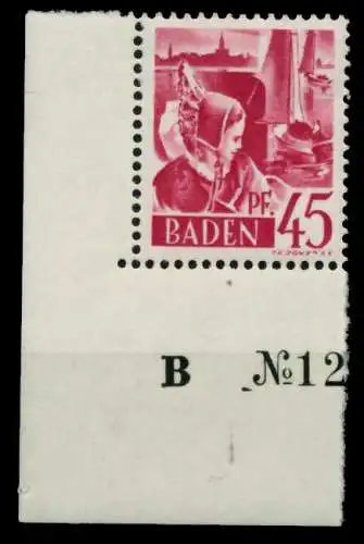 FZ BADEN 1. AUSGABE SPEZIALISIERT Nr 9yvI postfrisch EC 7B7E9E