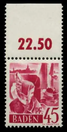 FZ BADEN 1. AUSGABE SPEZIALISIERT Nr 9yvI postfrisch OR 7B7F56