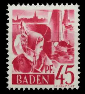 FZ BADEN 1. AUSGABE SPEZIALISIERT Nr 9yvII postfrisch 7B7F6A