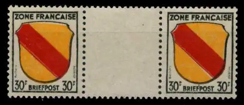 FRANZ. ZONE ALLG. AUSG. Nr 10ayZW postfrisch ZW-STEG PA 7C203A