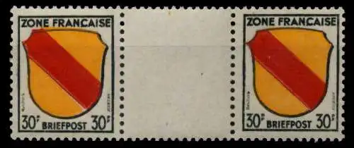 FRANZ. ZONE ALLG. AUSG. Nr 10ayZW postfrisch ZW-STEG PA 7C200E