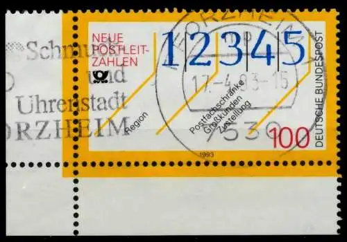 BRD 1993 Nr 1659 zentrisch gestempelt ECKE-ULI 7DBE46