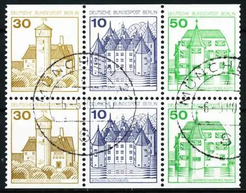 BERLIN ZUSAMMENDRUCK Nr W71+W72 zentrisch gestempelt 6er-BLO 5EF3B6