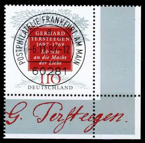 BRD 1997 Nr 1961 zentrisch gestempelt ECKE-URE 2CBDDE