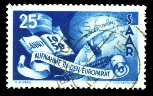 SAARLAND 1950 Nr 297 zentrisch gestempelt 39900A