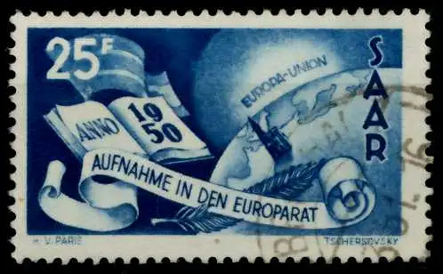 SAARLAND 1950 Nr 297 gestempelt 7484EA