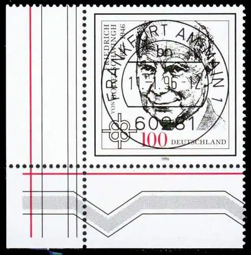 BRD 1996 Nr 1835 zentrisch gestempelt ECKE-ULI 2CF676