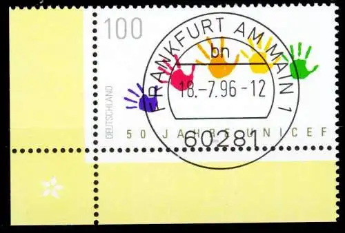 BRD 1996 Nr 1869 zentrisch gestempelt ECKE-ULI 2CBEBA