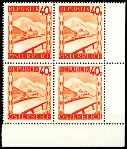 ÖSTERREICH 1947 Nr 844 postfrisch VIERERBLOCK ECKE-URE 36BB9E