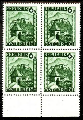 ÖSTERREICH 1945 Nr 741 postfrisch VIERERBLOCK URA 36BC46