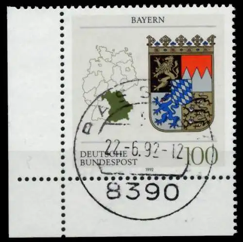 BRD 1992 Nr 1587 zentrisch gestempelt ECKE-ULI 82E1EA