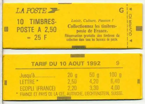 FRANKREICH MARKENHEFT Nr MH 2860-G postfrisch 840E82