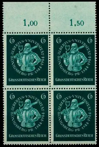 3. REICH 1944 Nr 896 postfrisch VIERERBLOCK ORA 8549B2