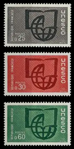 FRANKREICH DIENSTMARKEN FÜR DIE UNESCO Nr 6-8 ungebraucht S028EE6