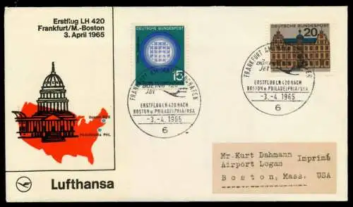 ERSTFLUGBELEG Nr LH 420 Lufthansa BRIEF MIF 8B4B26
