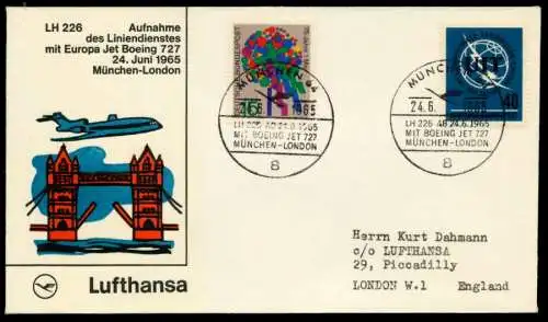 ERSTFLUGBELEG Nr LH 226 Lufthansa BRIEF MIF 8B4B4E