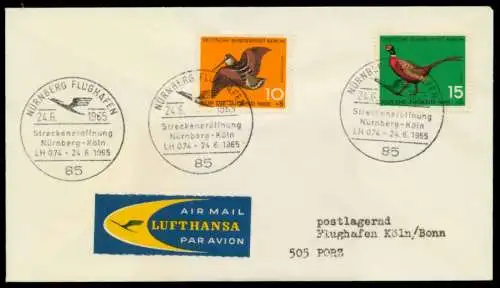 ERSTFLUGBELEG Nr LH 074 Lufthansa BRIEF MIF 8B4B56