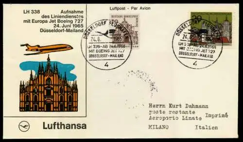 ERSTFLUGBELEG Nr LH 338 Lufthansa BRIEF MIF 8B4B62