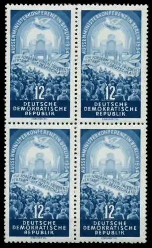 DDR 1954 Nr 424YI postfrisch VIERERBLOCK 8C2276