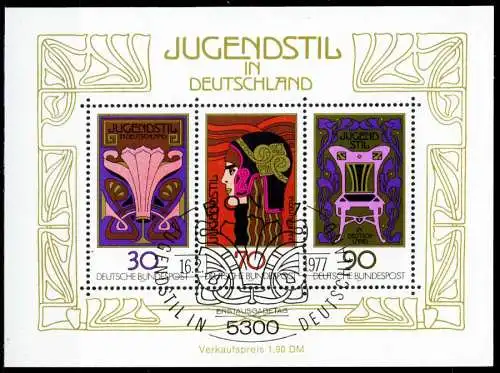 BRD BLOCK KLEINBOGEN Block 14-ESST-BONN zentrisch gestempelt SF89366