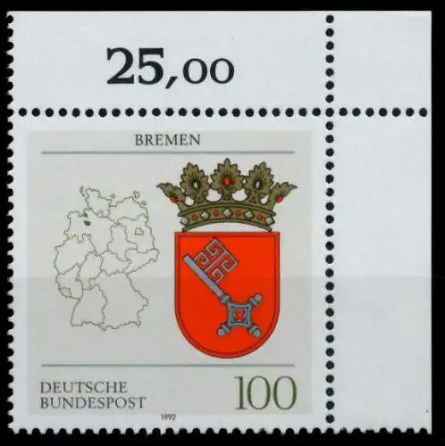 BRD 1992 Nr 1590 postfrisch ECKE-ORE 8CD6E2
