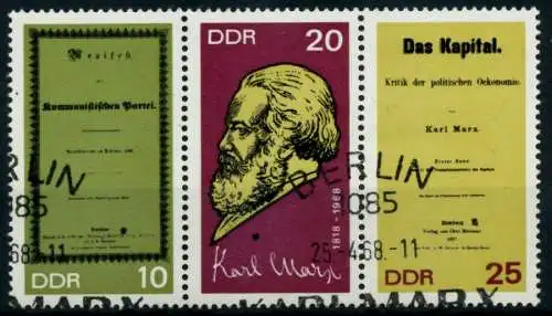 DDR ZUSAMMENDRUCK Nr WZd195 gestempelt 3ER STR 8D0B4E