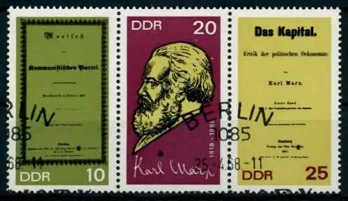 DDR ZUSAMMENDRUCK Nr WZd195 gestempelt 3ER STR 8D0B62